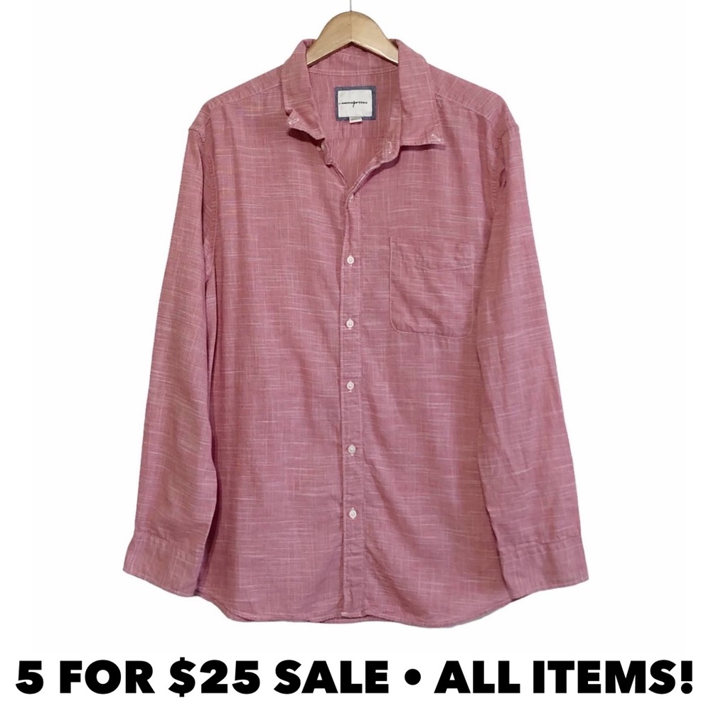 American Eagle Red Oxford Casual Button Down Shirt - Picture 1 of 8